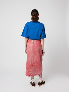 Wrapped Cotton Skirt In Faded Red