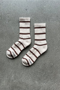 Striped Boyfriend Socks In Flax