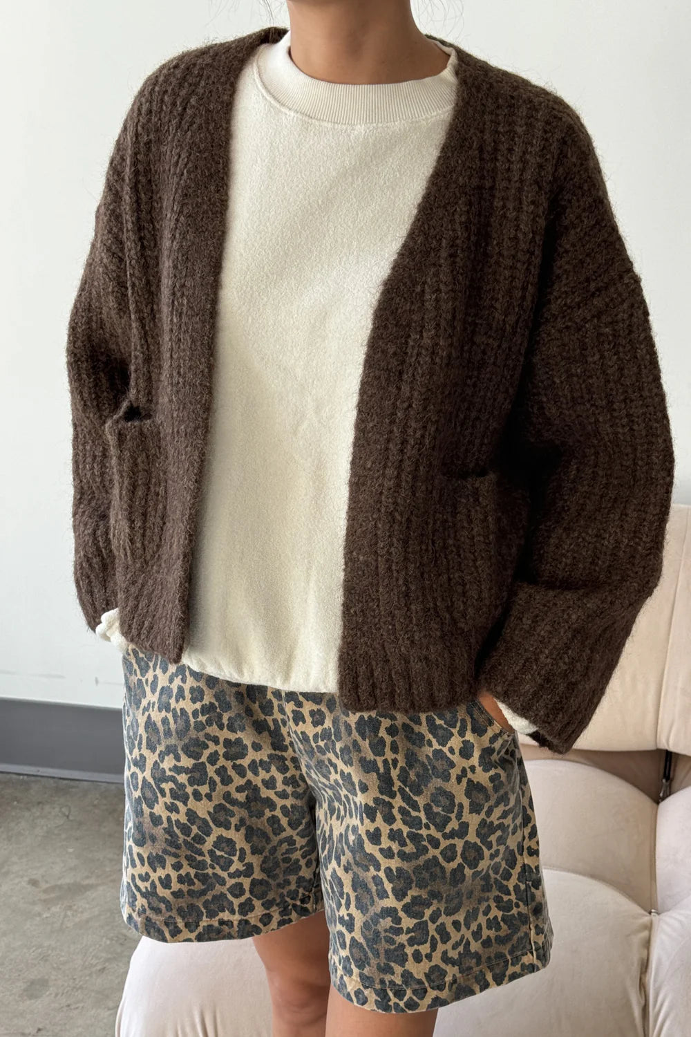 Alpaca Knit Jacket In Wood