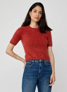 Cropped SS Cashmere Crew In Ginger