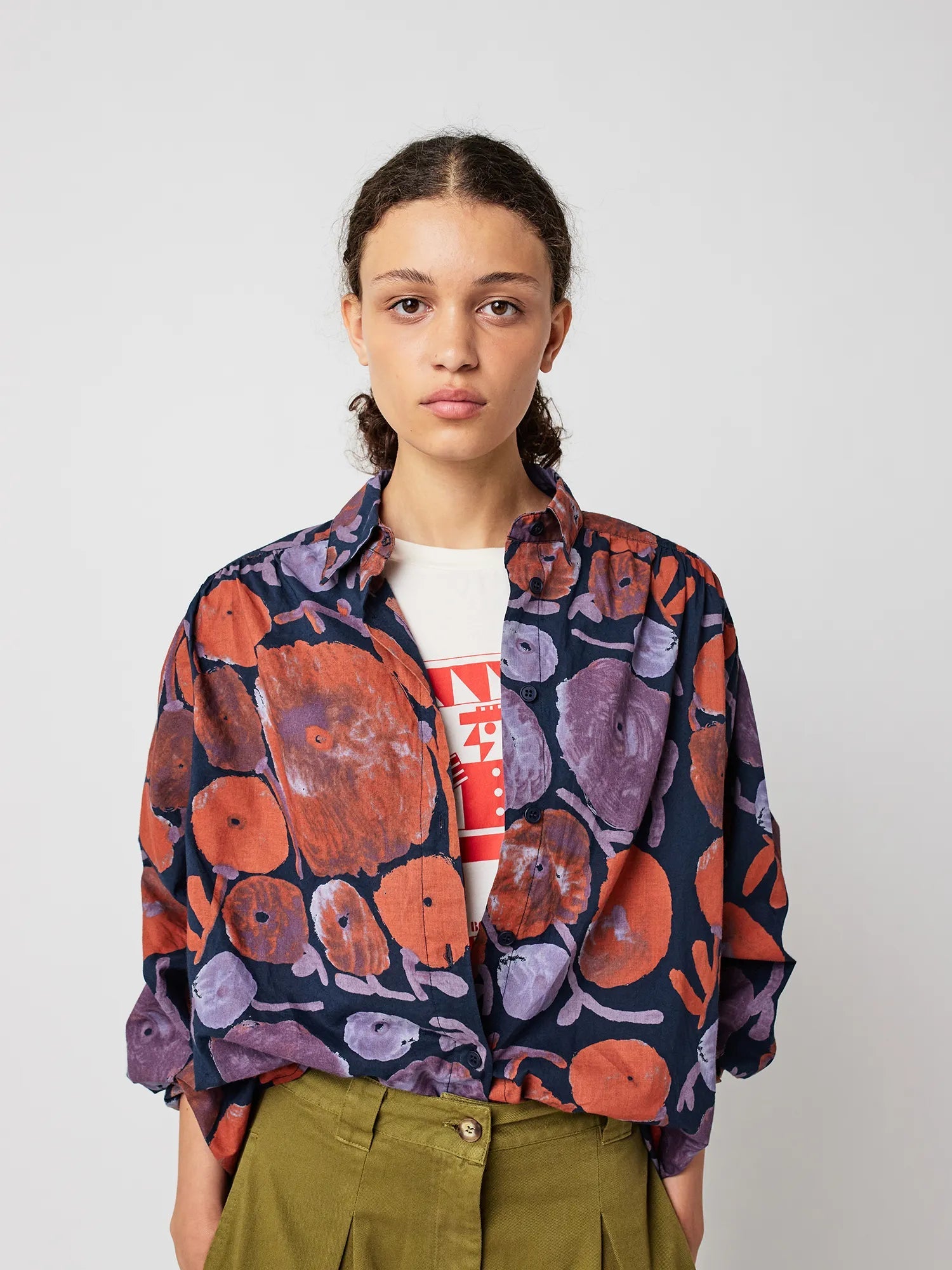 Dahlia Pattern Gathered Shirt
