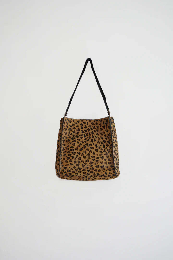 Leather Bucket Bag In Leopard