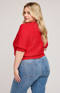 Marisol Knit Top In Heather Red
