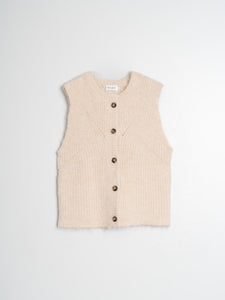 Button Up Knit Vest In Cream