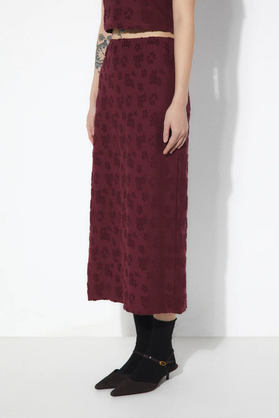Tove Knit Skirt In Burgundy