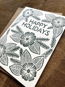 Happy Holidays Block Printed Greeting Card