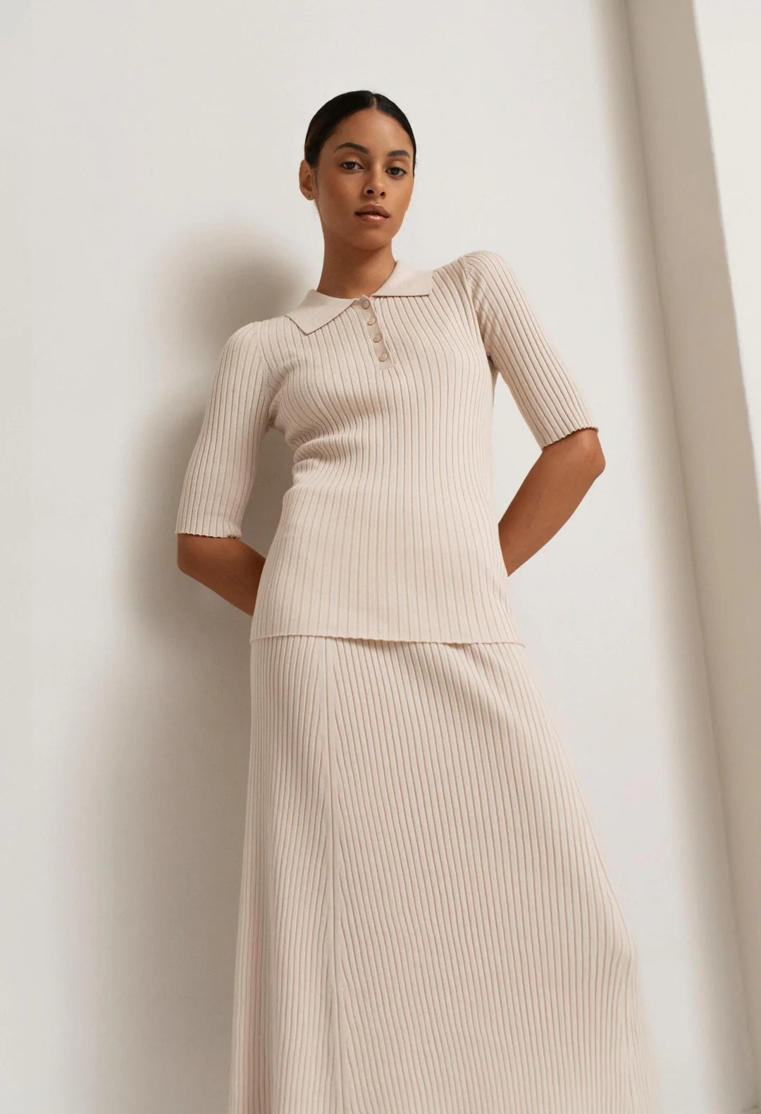 Leona Rib PoloIn Soy Milk