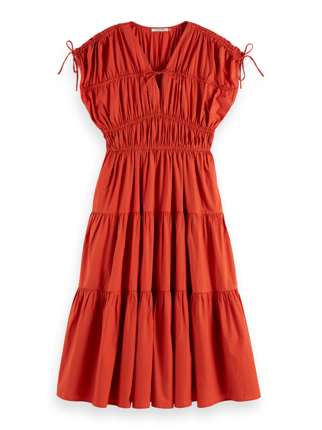 Gathered Midi Dress In Ketchup