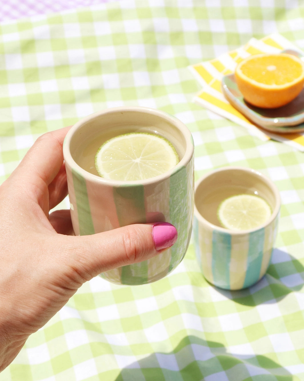 Small Ceramic Striped Tumbler
