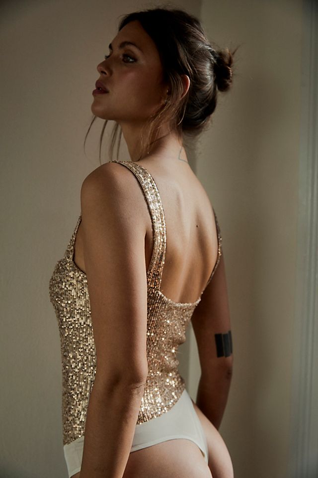 Sparks Fly Corset Bodysuit In Gold