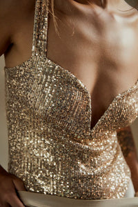 Sparks Fly Corset Bodysuit In Gold