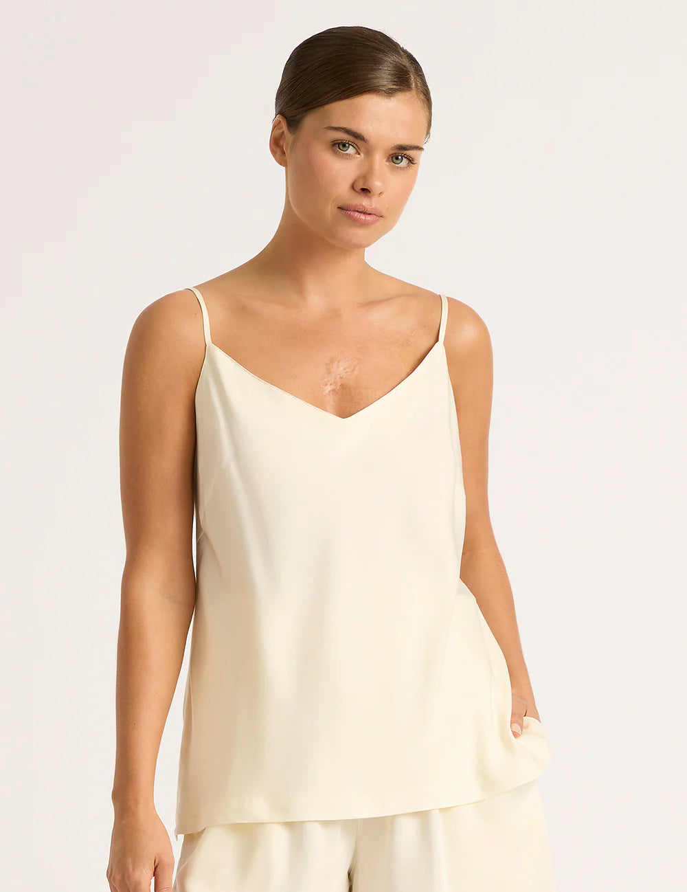 Vegan Silk Sleep Cami In Pearl