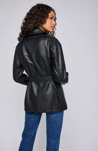 Grenadine Belted Faux Leather Jacket