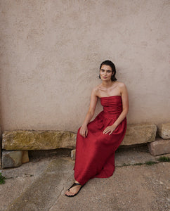 Long Draped Dress In Terracotta