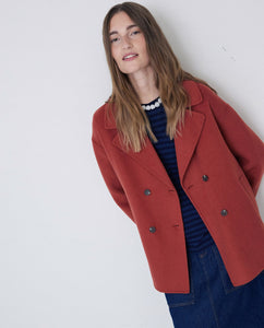 Handmade Coat In Dark Terracotta Red