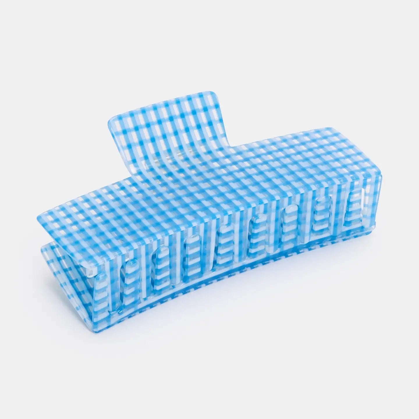 Jumbo Box Claw In Blue Lattice