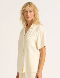 Vegan Silk Short Sleeve Sleep Shirt In Pearl