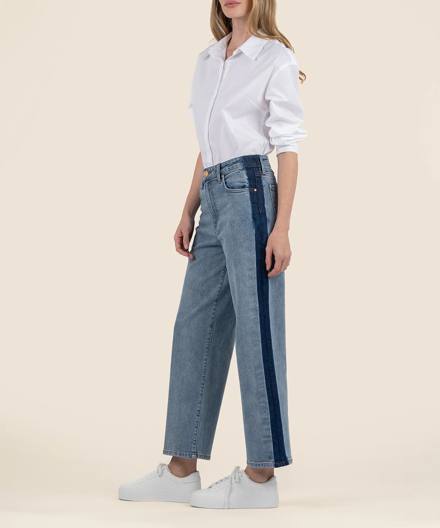 Charlotte High Rise Wide Leg Denim In Shadow Stripe
