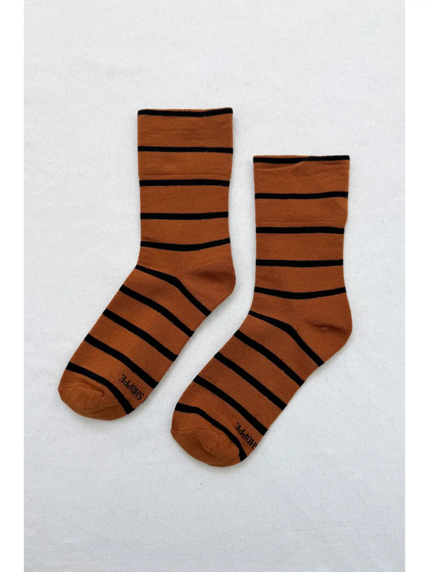 Wally Socks In Dark Camel Stripe