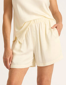 Vegan Silk Sleep Shorts In Pearl