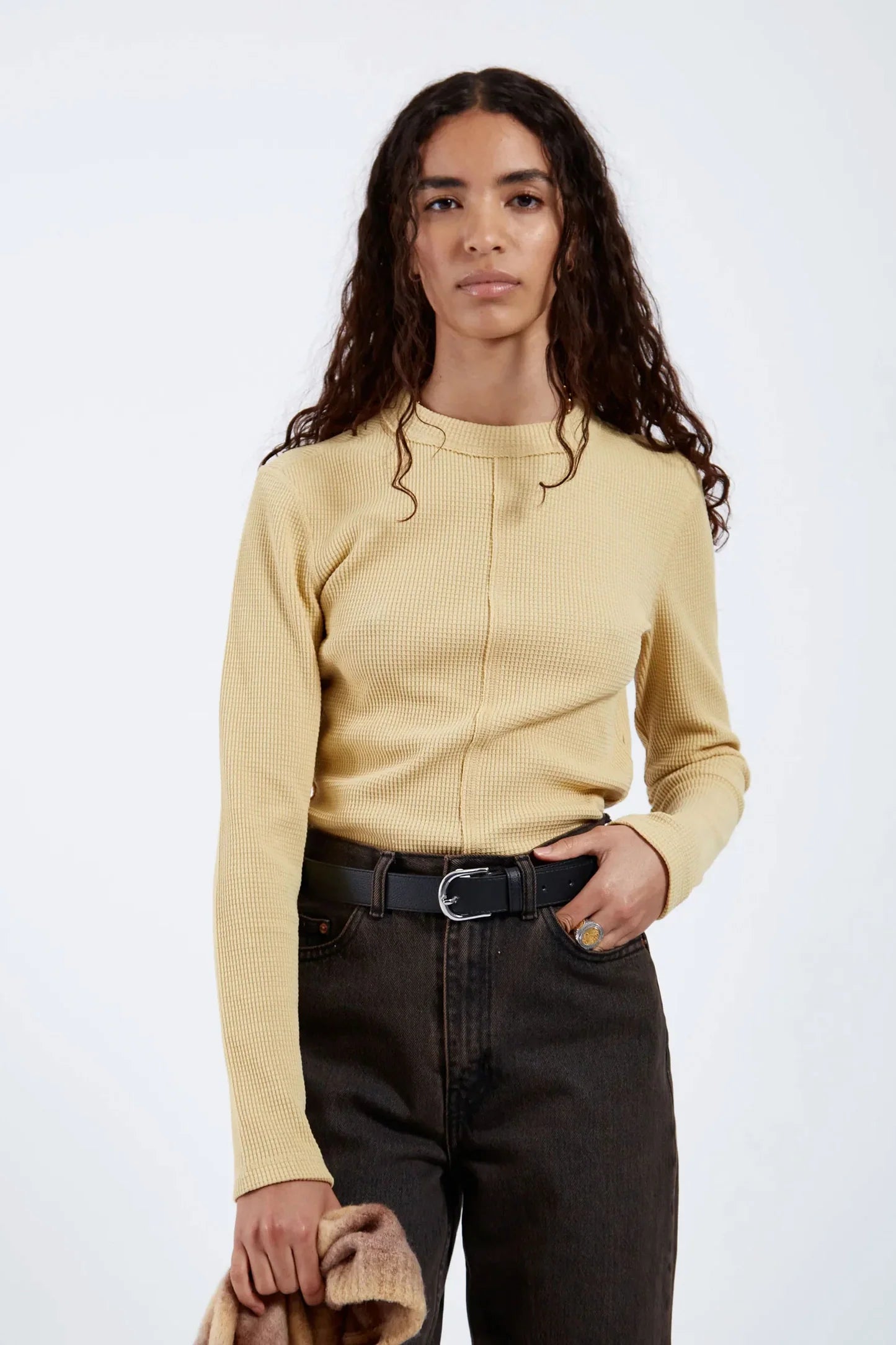 Stella Waffle Top In Jojoba