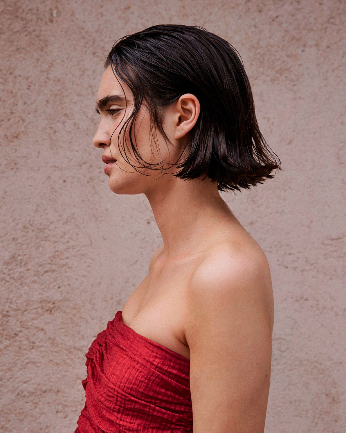 Long Draped Dress In Terracotta