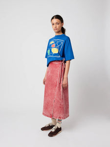 Wrapped Cotton Skirt In Faded Red
