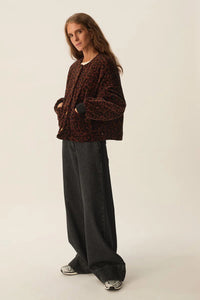 Hilda Velvet Bomber Jacket In Leopard