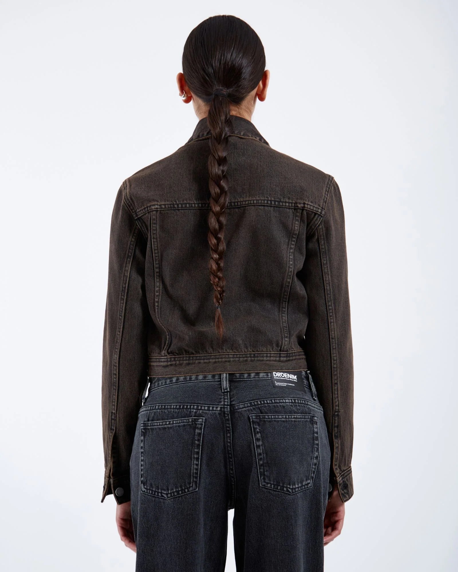 Becky Denim Jacket In Jet Brown