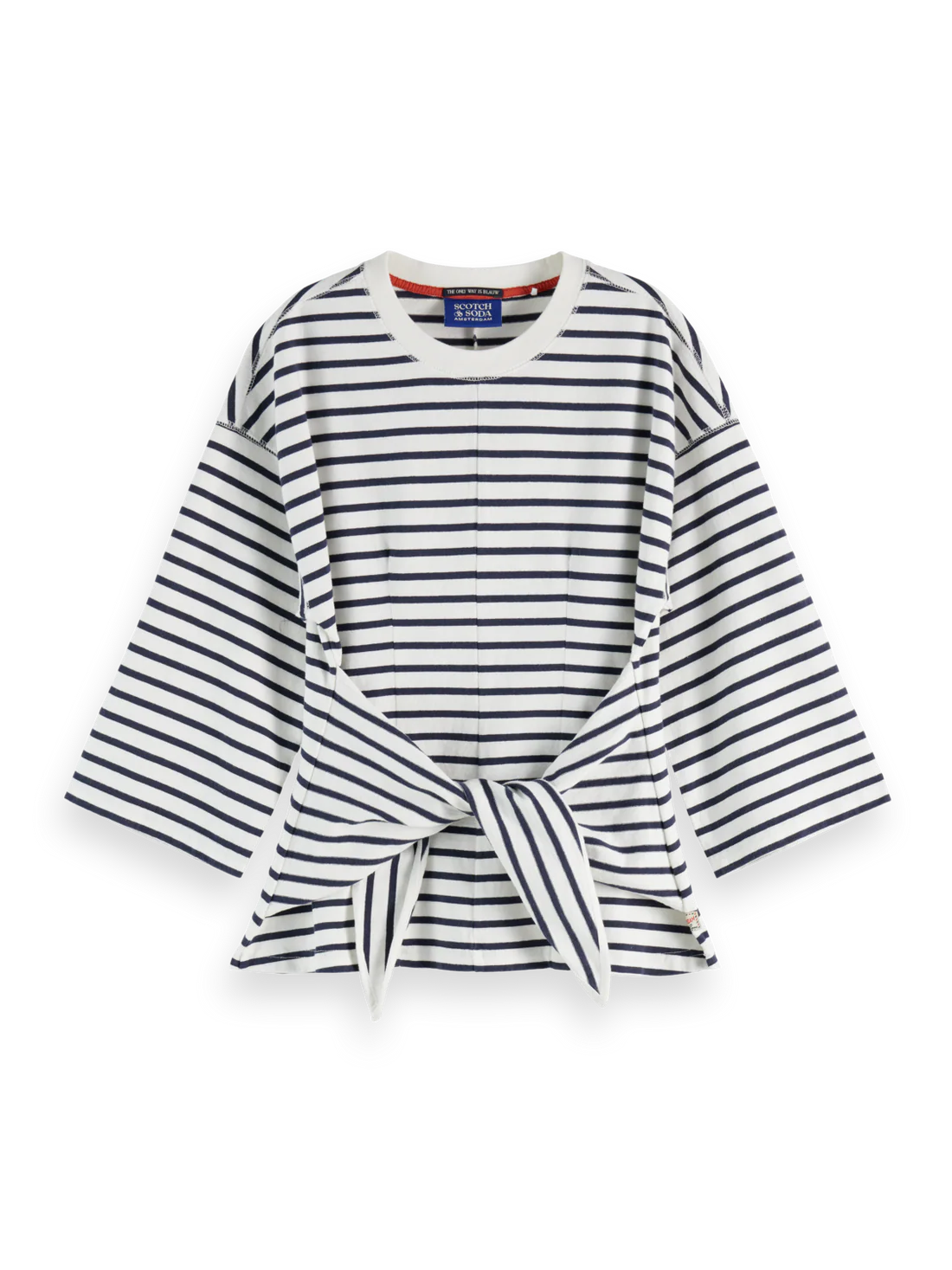 Washed Stripe Breton Top In Navy White