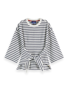 Washed Stripe Breton Top In Navy White