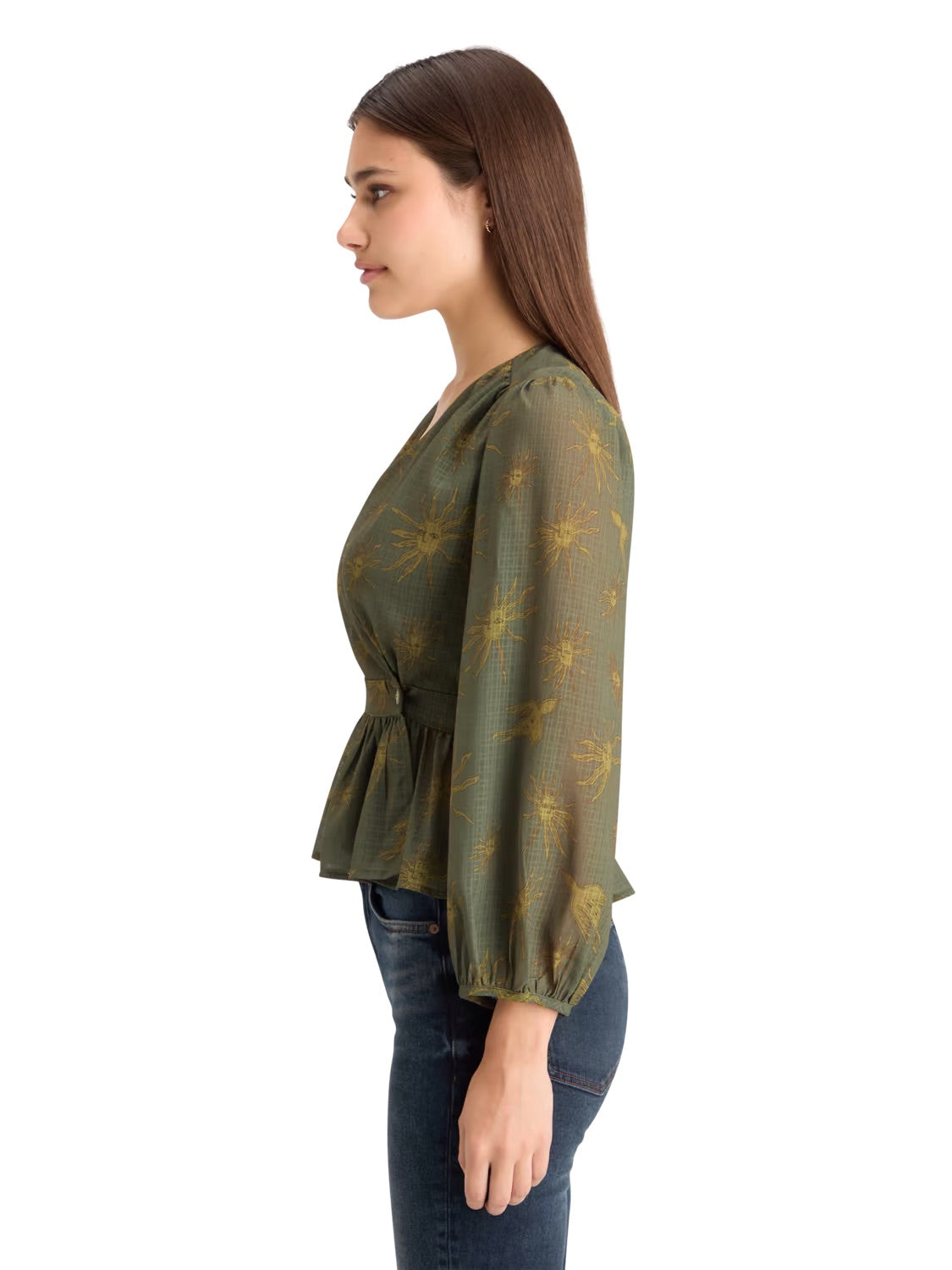 Wrap Top In Mystic Sky Olive