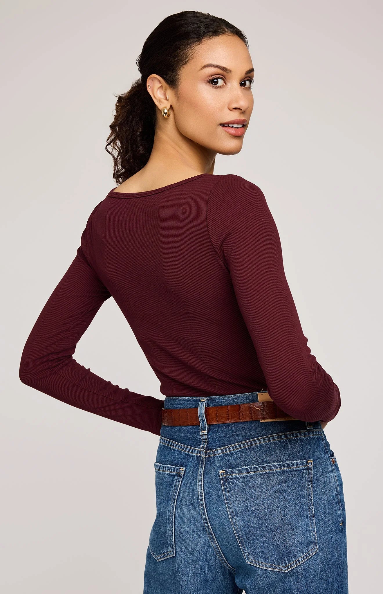Ingrid Knit Top In Merlot