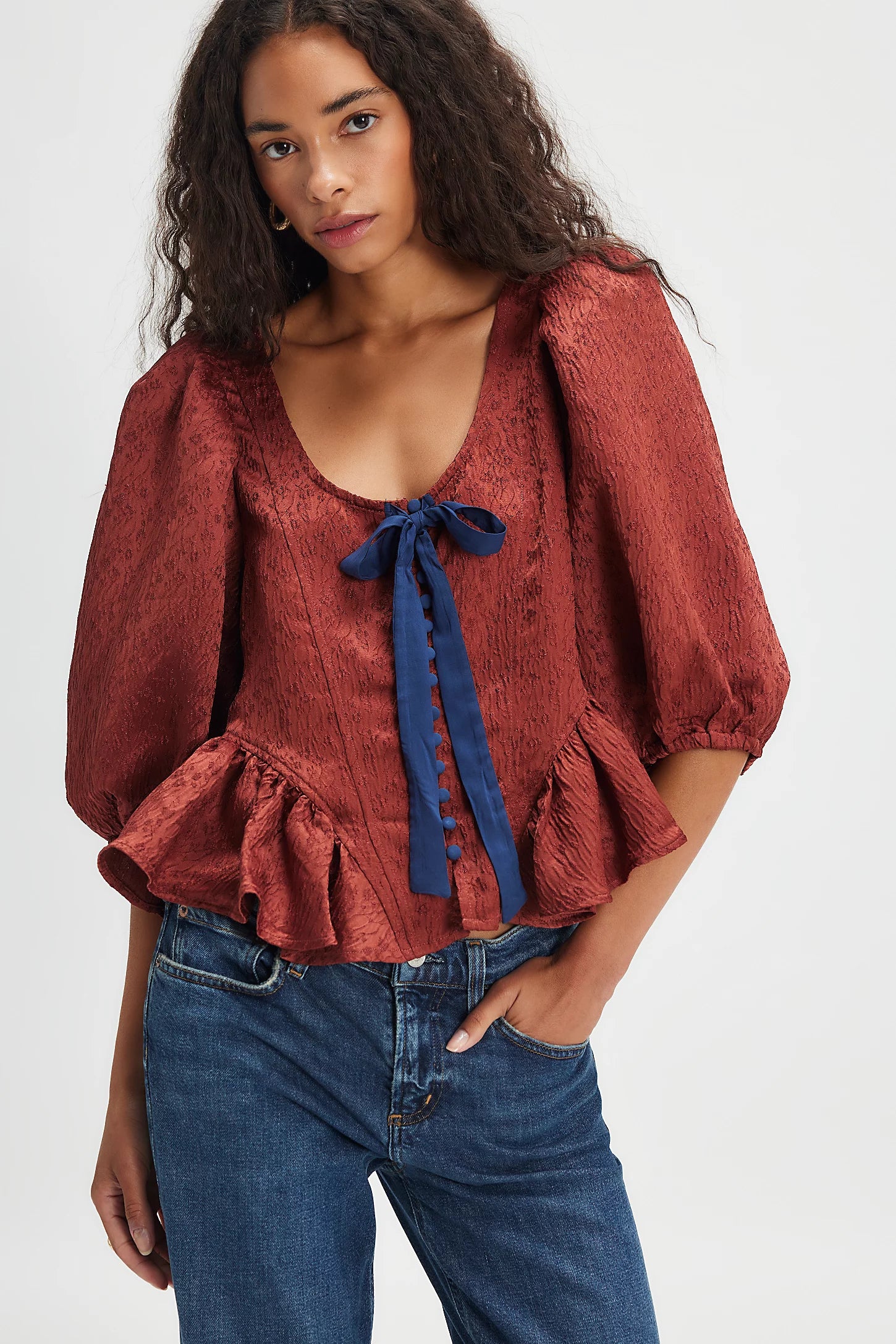 Pamela Bow Top In Spiced Rum