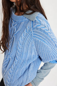 Frankie Cable Knit Sweater In Della Robbia Blue