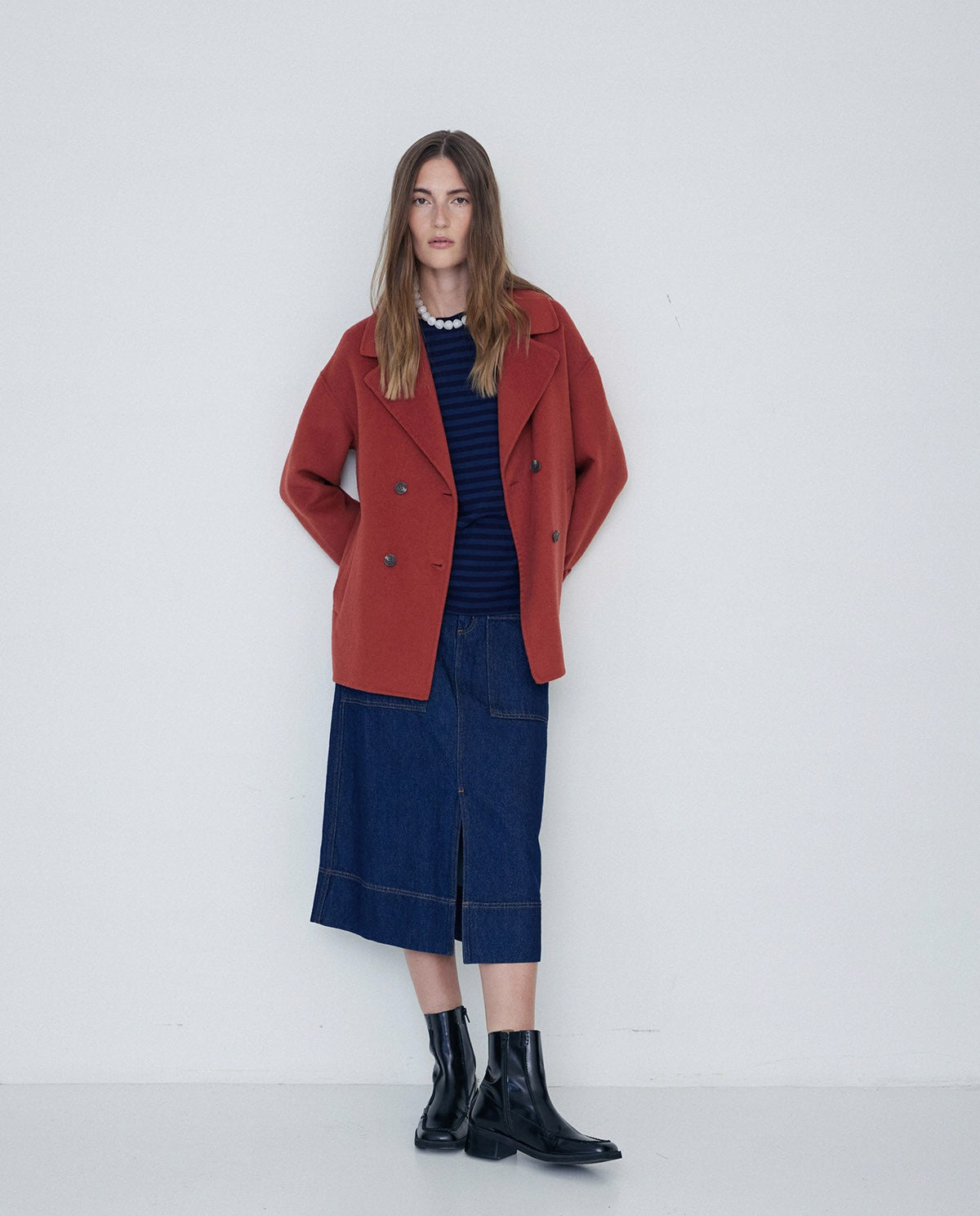 Handmade Coat In Dark Terracotta Red