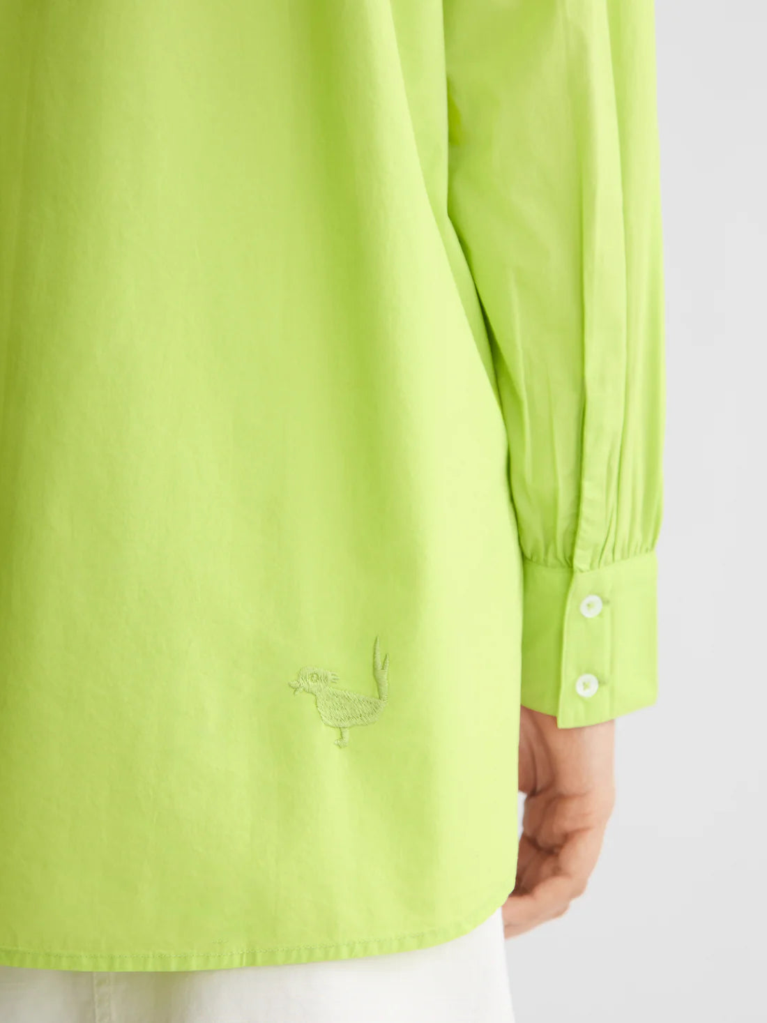 1985 Embroidered Girlfriend Shirt In Green Glow