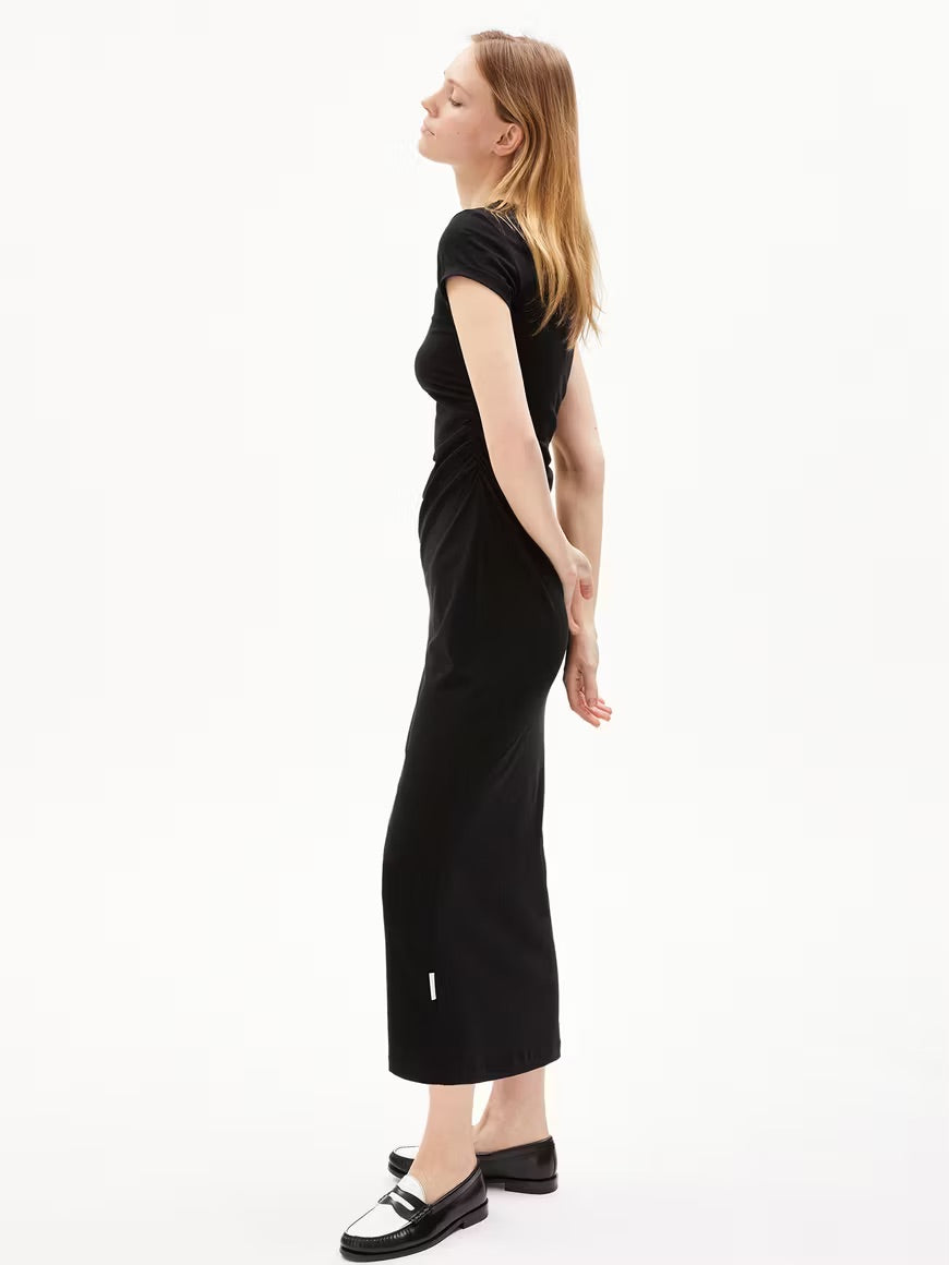 Adaaja Ruched Tshirt Dress In Black