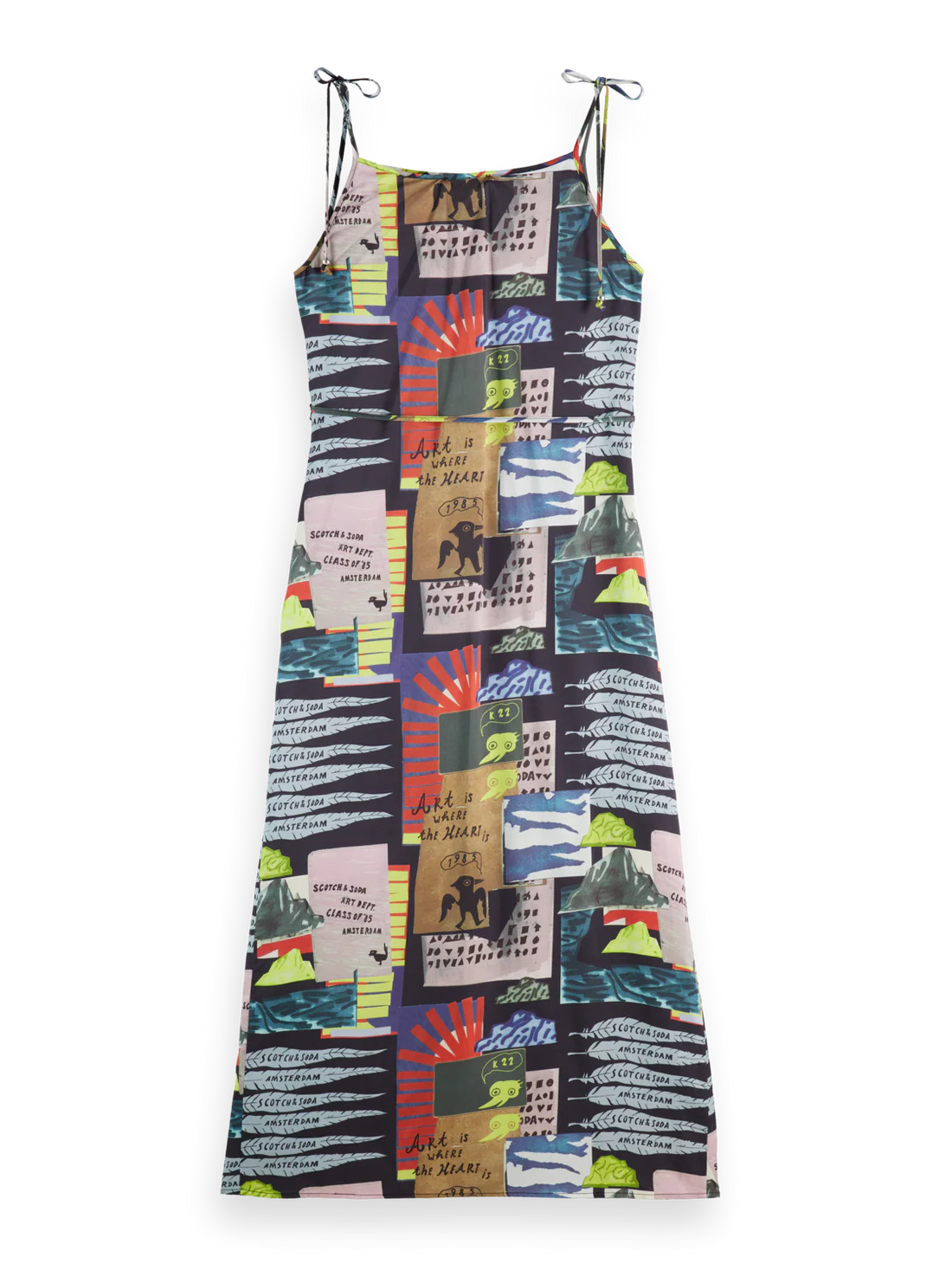 Midi Slip Dress In Art Department Collage