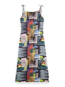 Midi Slip Dress In Art Department Collage