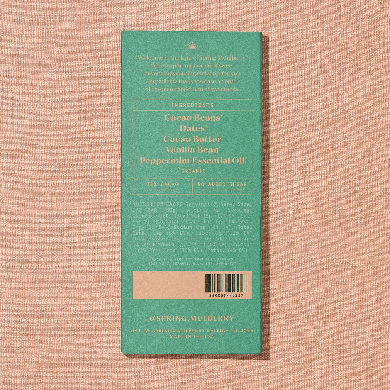 Spring & Mulberry Mint Leaf Chocolate Bar