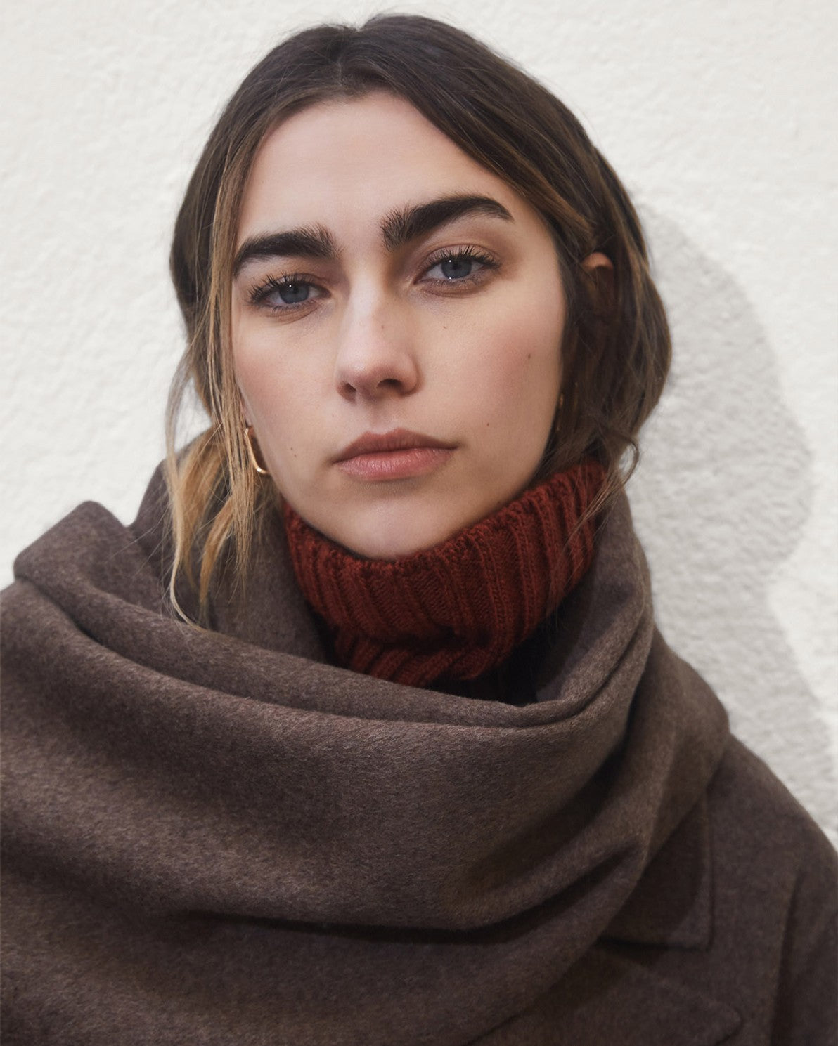 Solid Wool Scarf In Chocolate