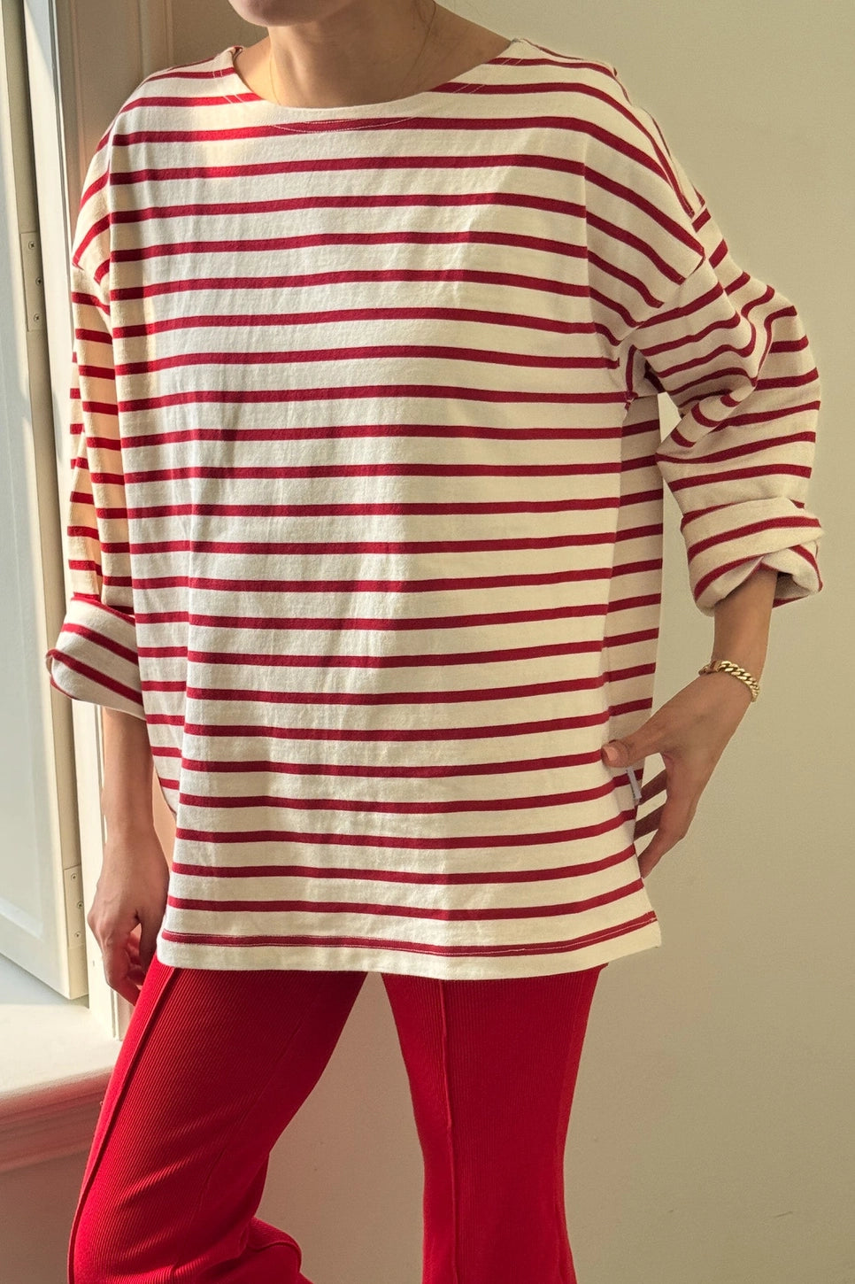 Marseille Boatneck Top In Red Stripe