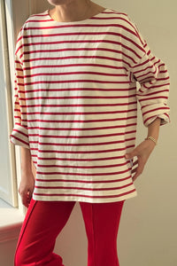 Marseille Boatneck Top In Red Stripe