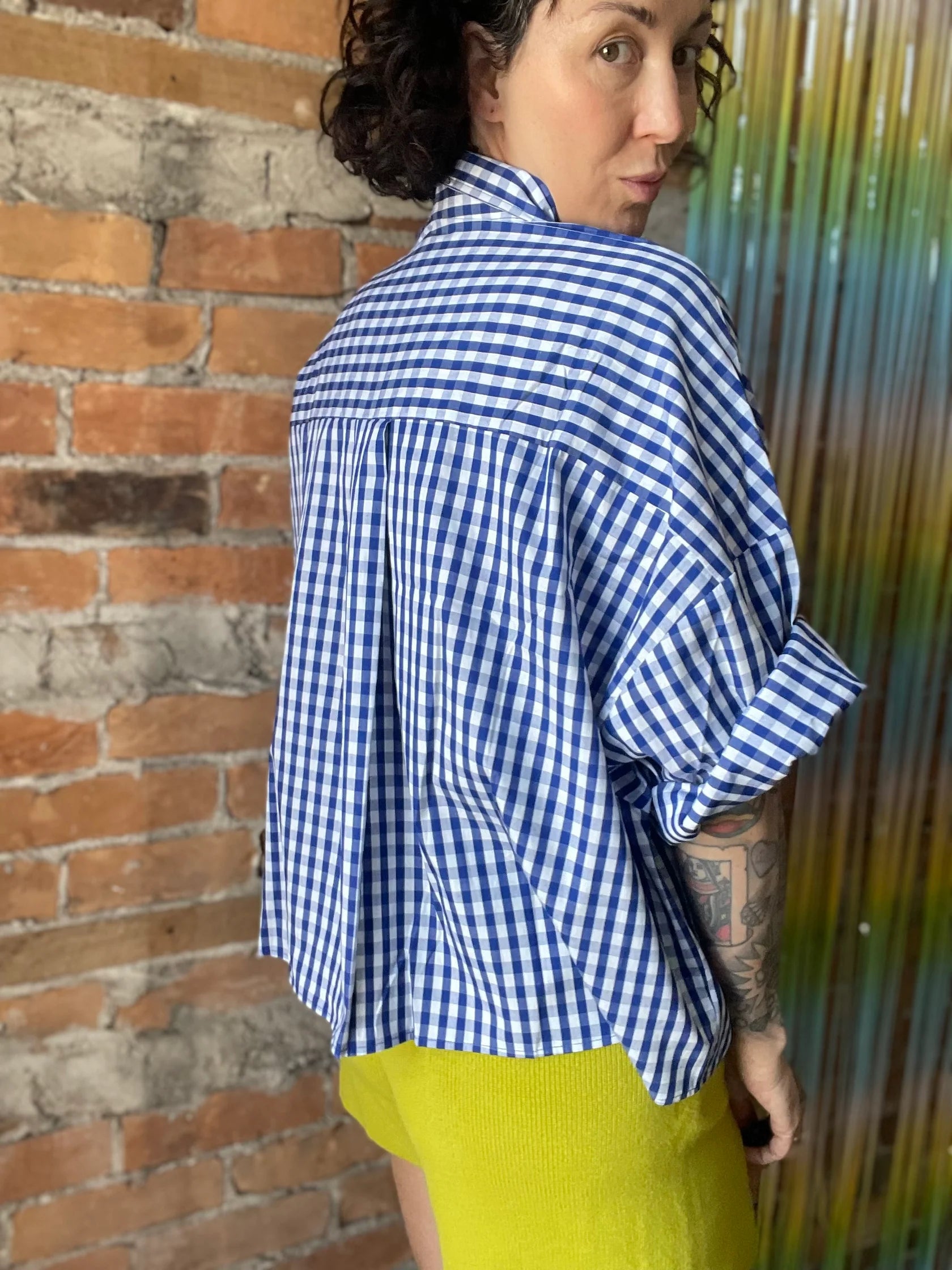 Cropped DTM In Blue Gingham