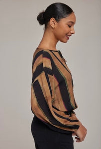 Tie Up Pullover Top in Golden Stripes