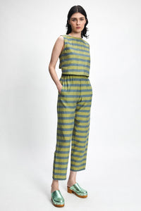 Kronk Striped Cropped Pant in Blue & Green