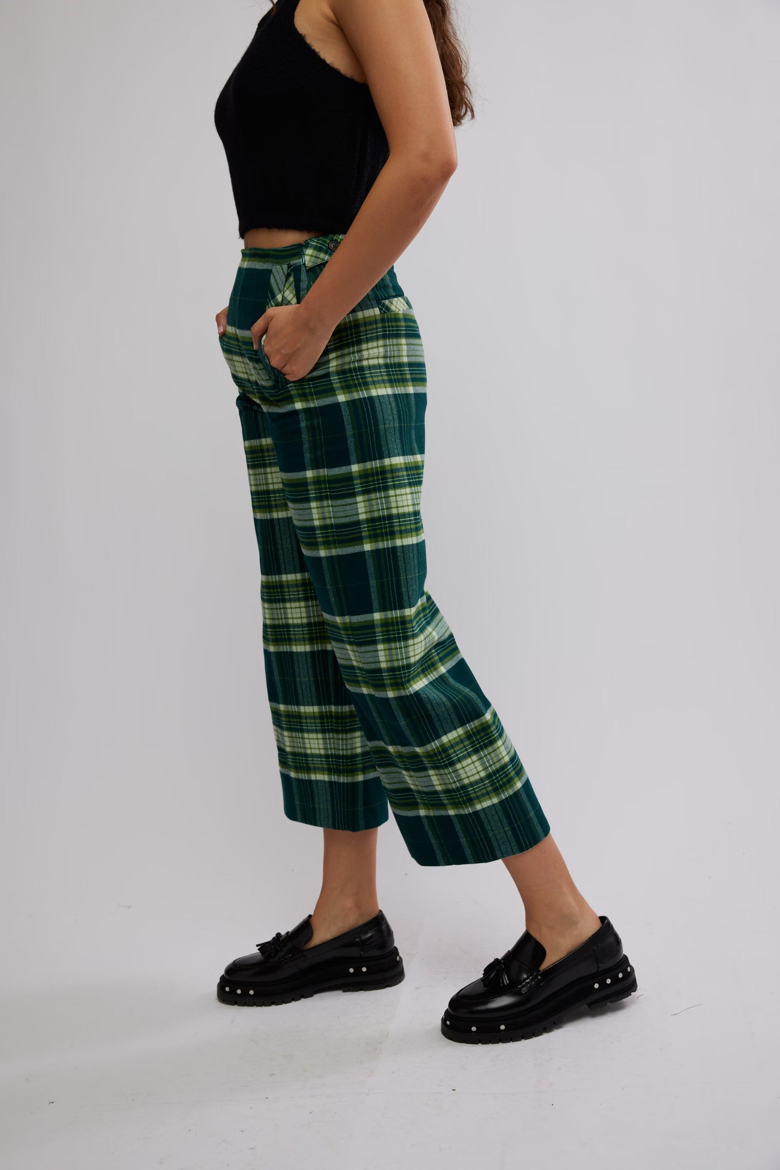 Acadia Trouser In Green Plaid