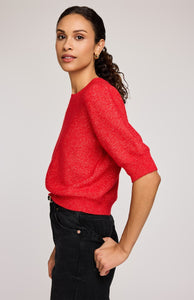 Marisol Knit Top In Heather Red
