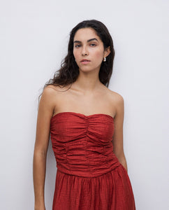 Long Draped Dress In Terracotta